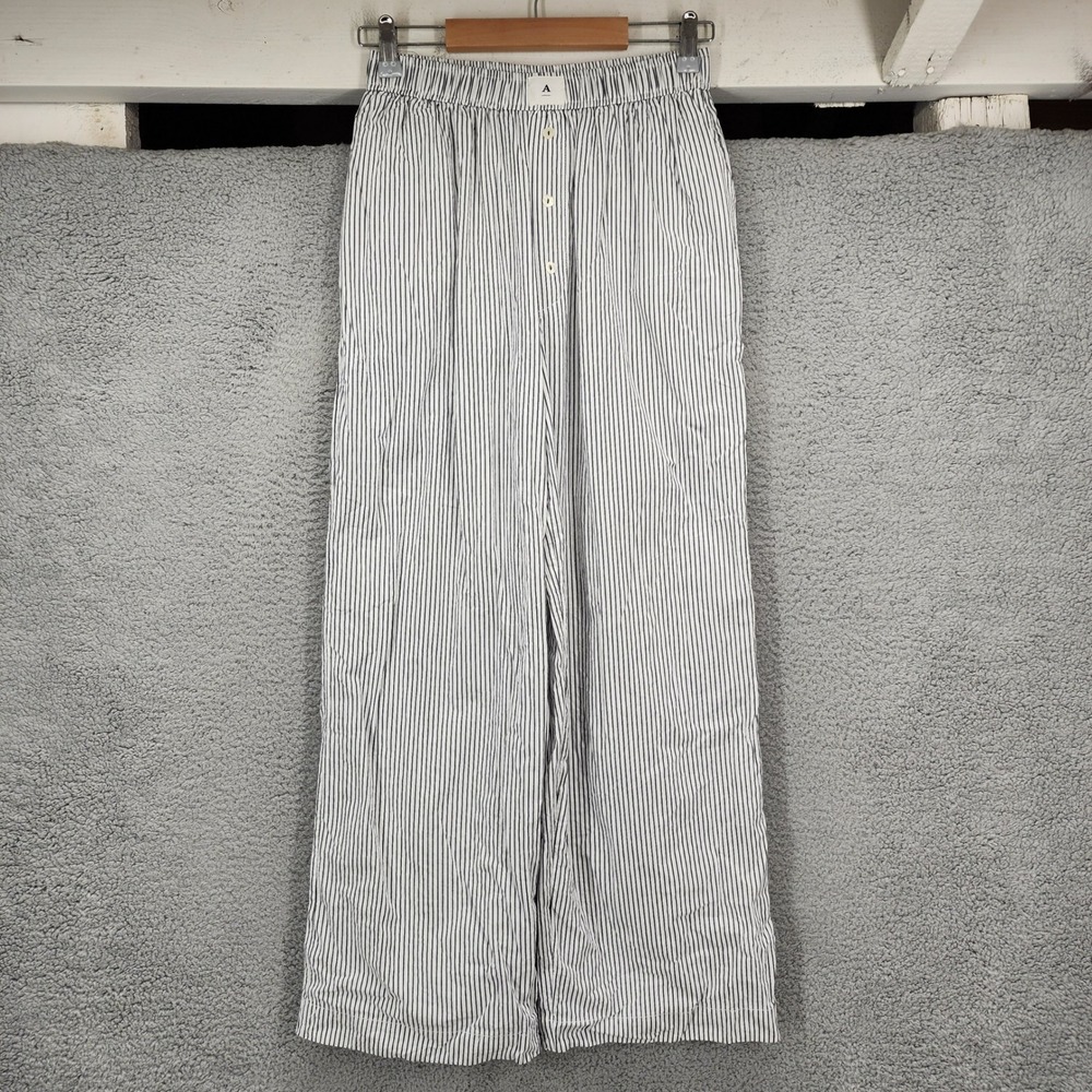 Anthropologie Black White Striped Cotton Wide Leg Lounge Pants Small